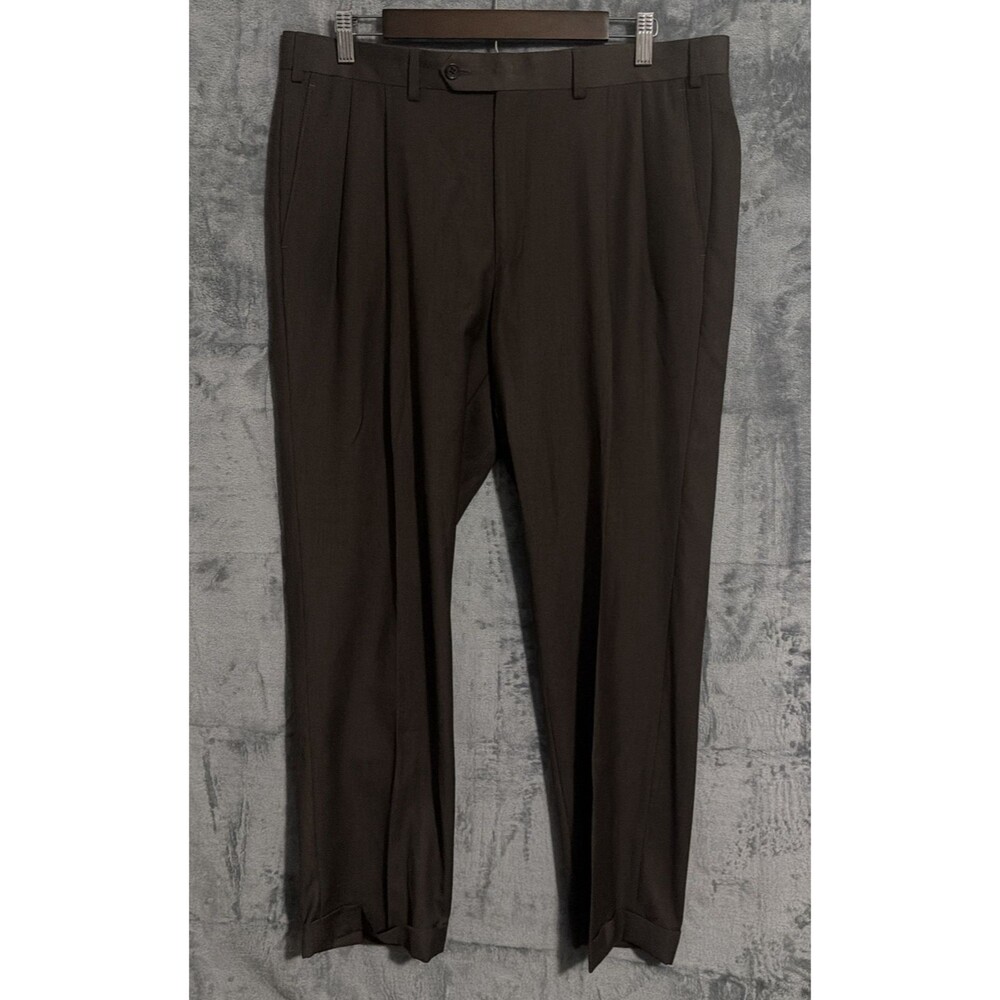 Michael Kors Brown Pleated Cuffed Dress Pants Men's 36x30 Polyester Rayon VN